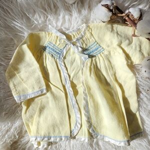 Yellow Baby Cardigan with Blue Accents